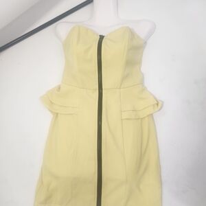 Mustard Seed Yellow And Black Strapless Dress with Zipper Front Size S